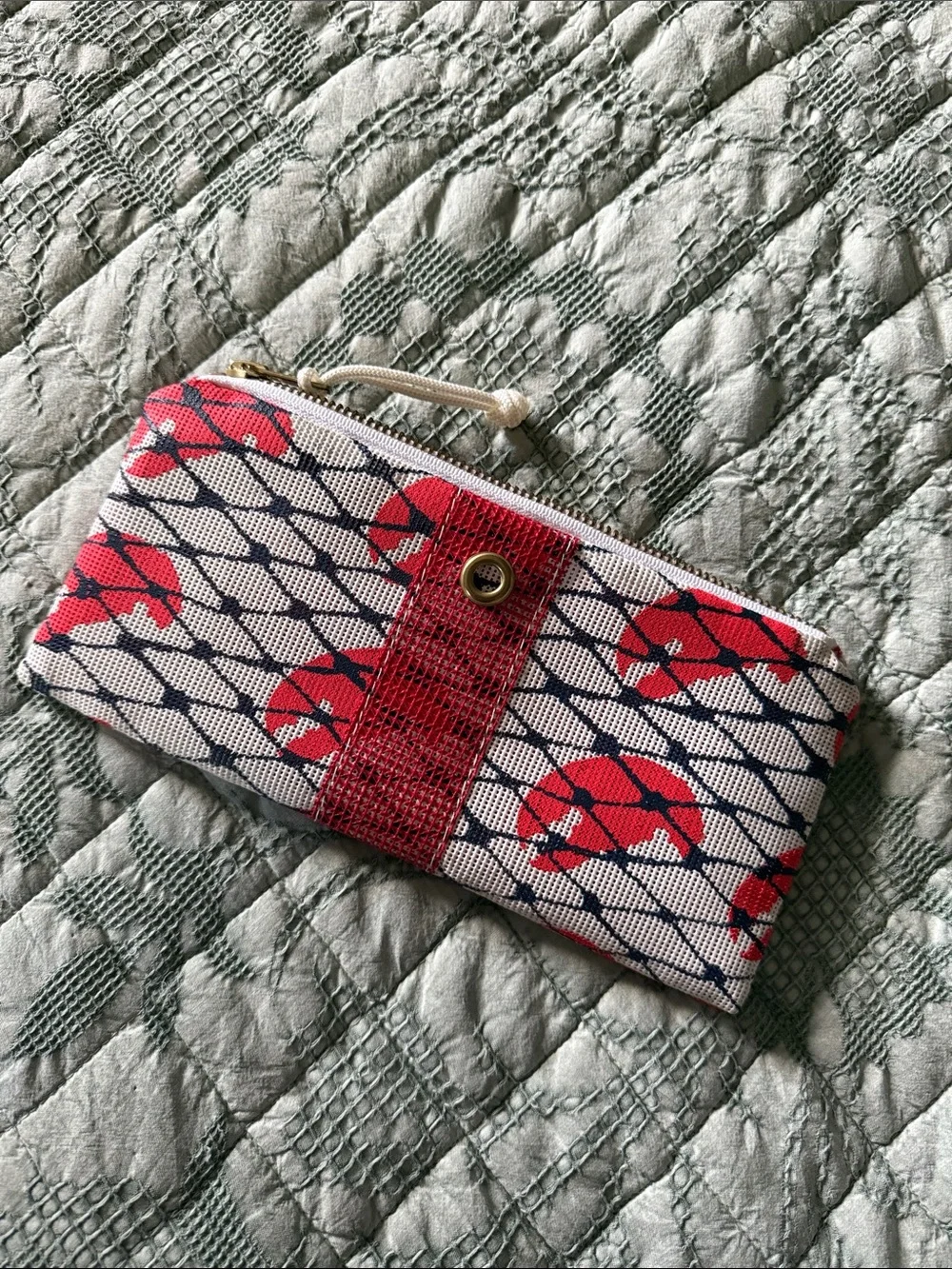 Red Patterned Canvas Zip Wallet - Women Bags